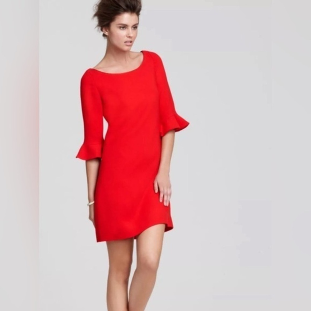 Kate Spade LUNA Ruffle Sleeve Red  Dress Office Career Work Lined size 2